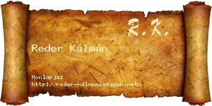 Reder Kálmán névjegykártya